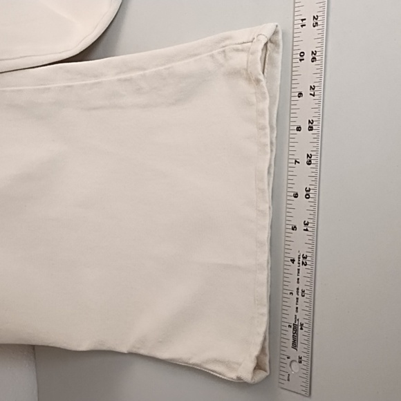 Zara Natural Cream 8 Straight Leg Wide Denim Jean Flat Front Gold Button Accents - Picture 9 of 10